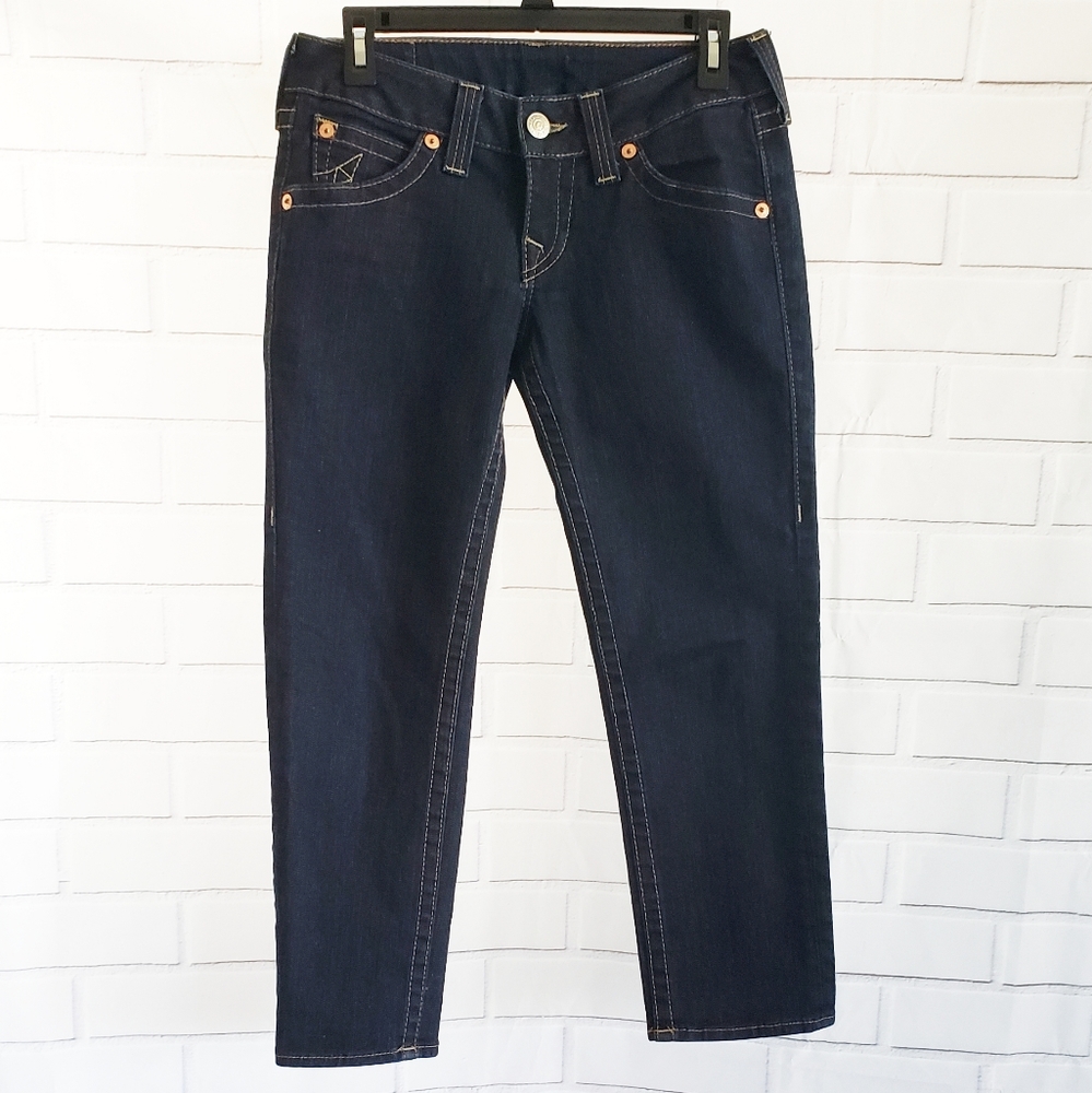 TRUE RELIGION Dark Blue cropped jeans size 28